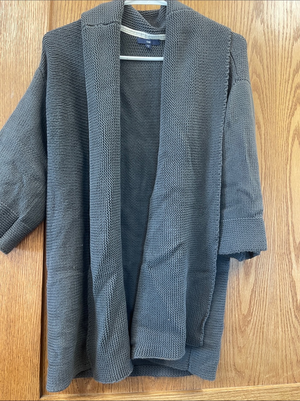 GAP Women’s Open-Front Shawl Collar Cardigan - Charcoal Gray